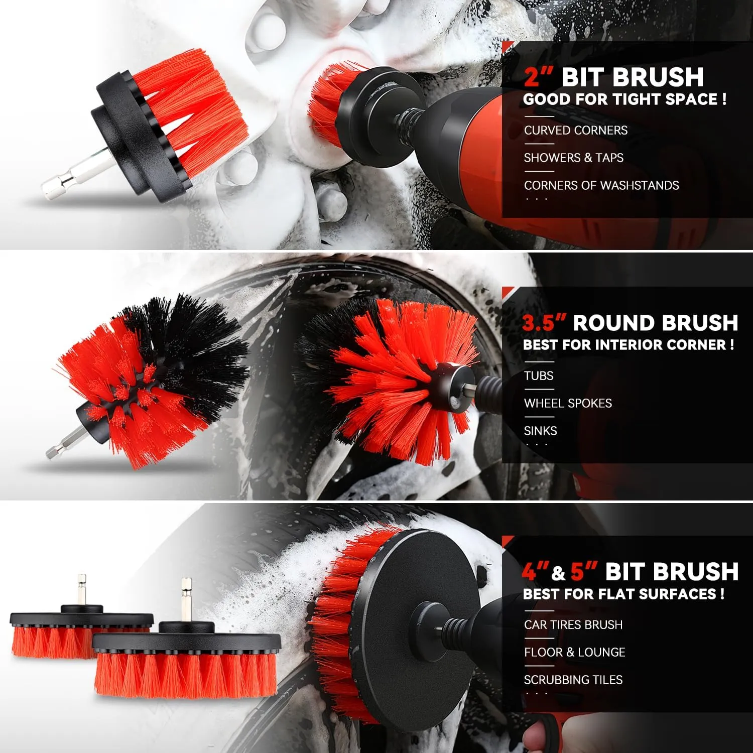 Auto Dynasty 19pcs Car Detailing Kit Wash Cleaning Tool Kit and Detailing Brush Set with Carry Bag Universal For Interior, Exterior, Wheels and Air Vent, Red