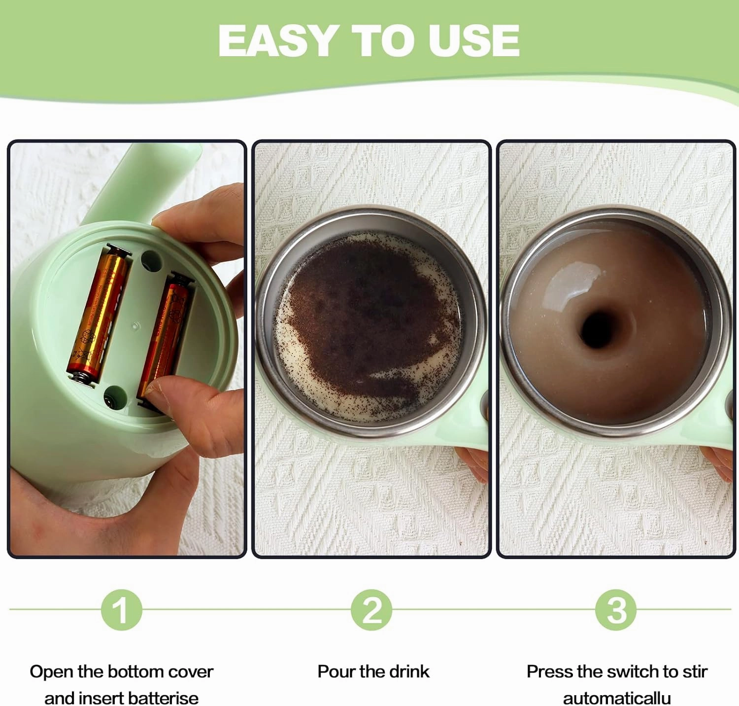 Automatic Magnetic Stirring Coffee Mug, Rotating Home Office Travel Mixing Cup，Funny Electric Stainless Steel Self Mixing Coffee Tumbler, Suitable for Coffee, Milk, Cocoa and Other Beverages……