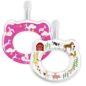 Baby Toothbrush Gentle, Extra- Soft Bristles for Baby’s First Toothbrush | Easy Grasp-No Overreach Infant Toothbrush | BPA Free | 2-Pack: Unicorns & Farm Animals