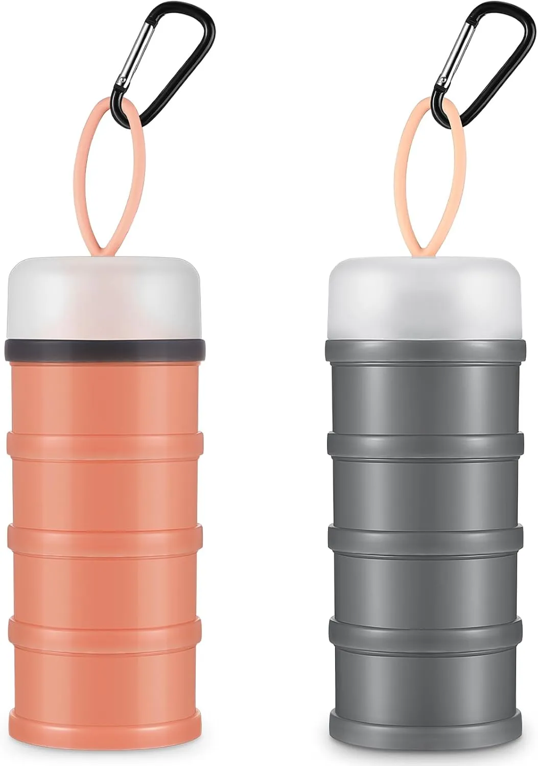 Baderke 2 Pcs Protein Powder Container with Funnels Stand, 4 Stackable Leakproof Protein Powder Dispenser, Portable Keychain Powder Container for Workout, Fitness, Travel