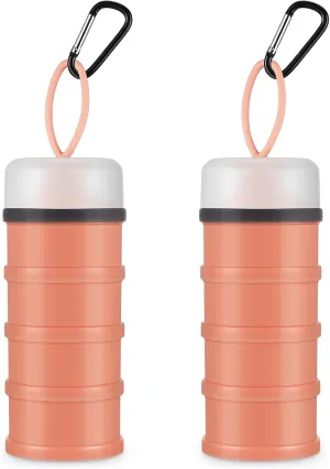 Baderke 2 Pcs Protein Powder Container with Funnels Stand, 4 Stackable Leakproof Protein Powder Dispenser, Portable Keychain Powder Container for Workout, Fitness, Travel