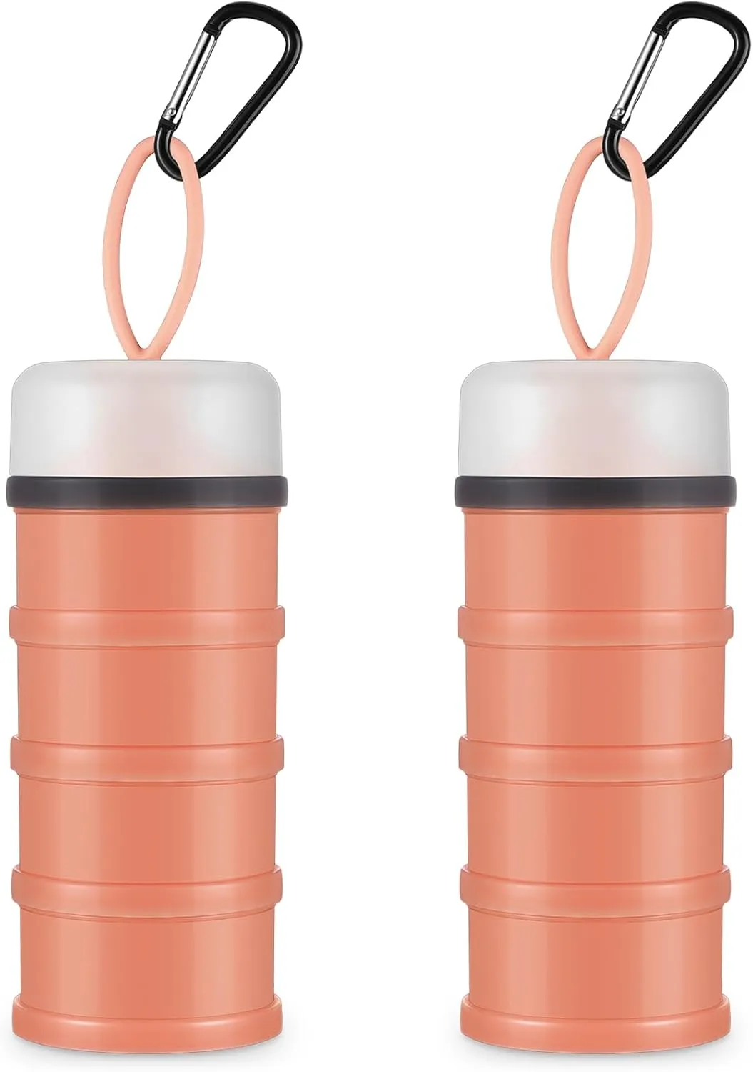 Baderke 2 Pcs Protein Powder Container with Funnels Stand, 4 Stackable Leakproof Protein Powder Dispenser, Portable Keychain Powder Container for Workout, Fitness, Travel