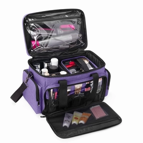 BAFASO Large Makeup Bag with 2 Removable Pouches and Detachable Dividers, Multifunctional Cosmetic Bag to Keep Makeup and Hair Supplies (Patent Pending), Purple