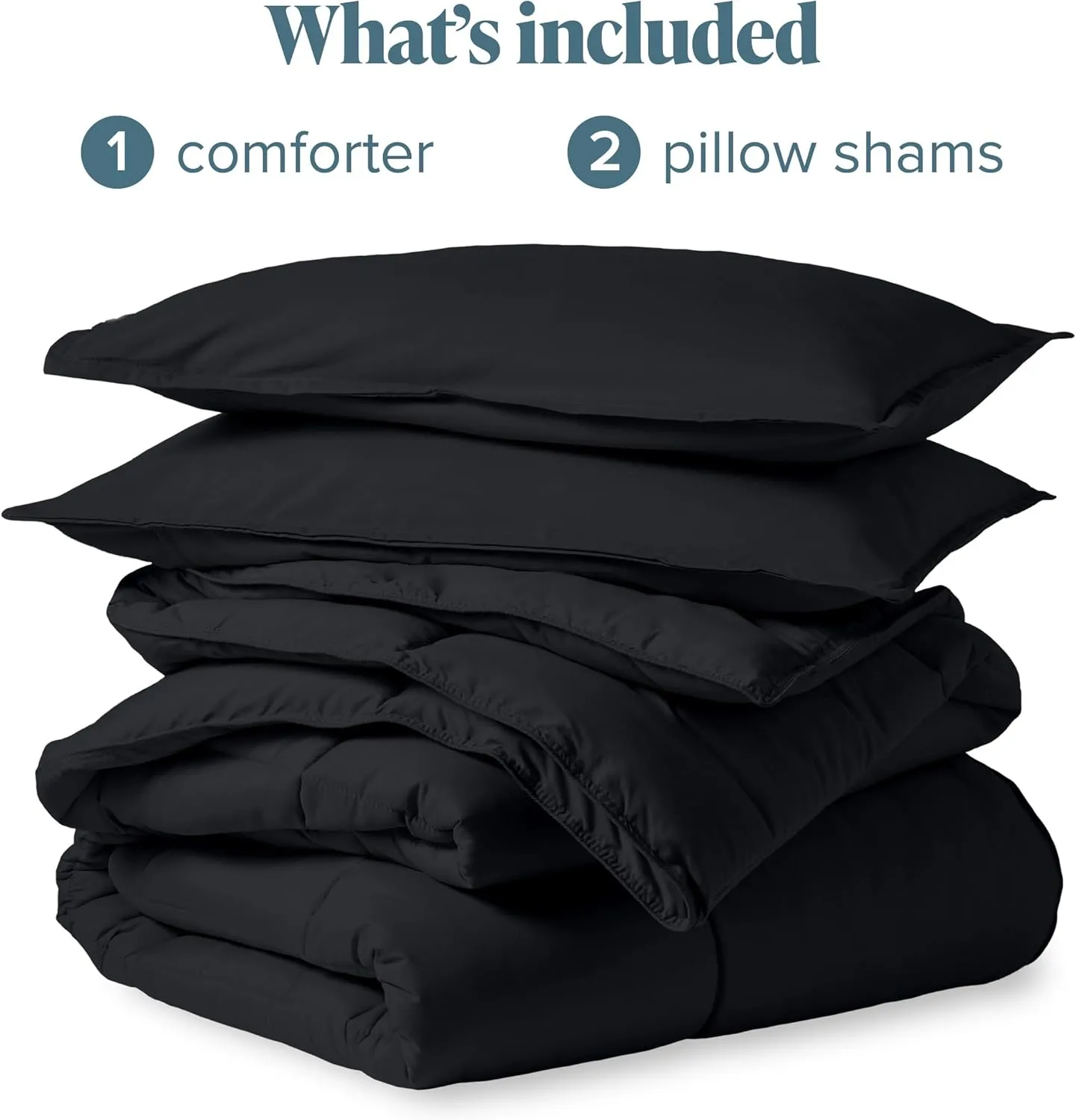 Bare Home Comforter Set - Queen Size - Ultra-Soft - Goose Down Alternative - Premium 1800 Series - All Season Warmth (Queen, Black)
