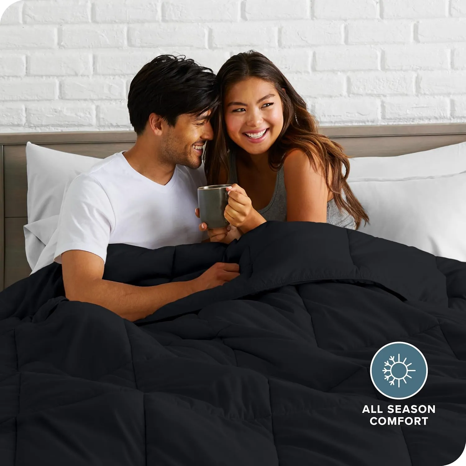 Bare Home Comforter Set - Queen Size - Ultra-Soft - Goose Down Alternative - Premium 1800 Series - All Season Warmth (Queen, Black)