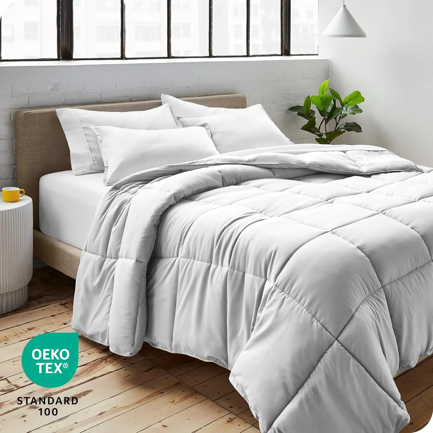 Bare Home Comforter Set - Queen Size - Ultra-Soft - Goose Down Alternative - Premium 1800 Series - All Season Warmth (Queen, Cloud Grey)
