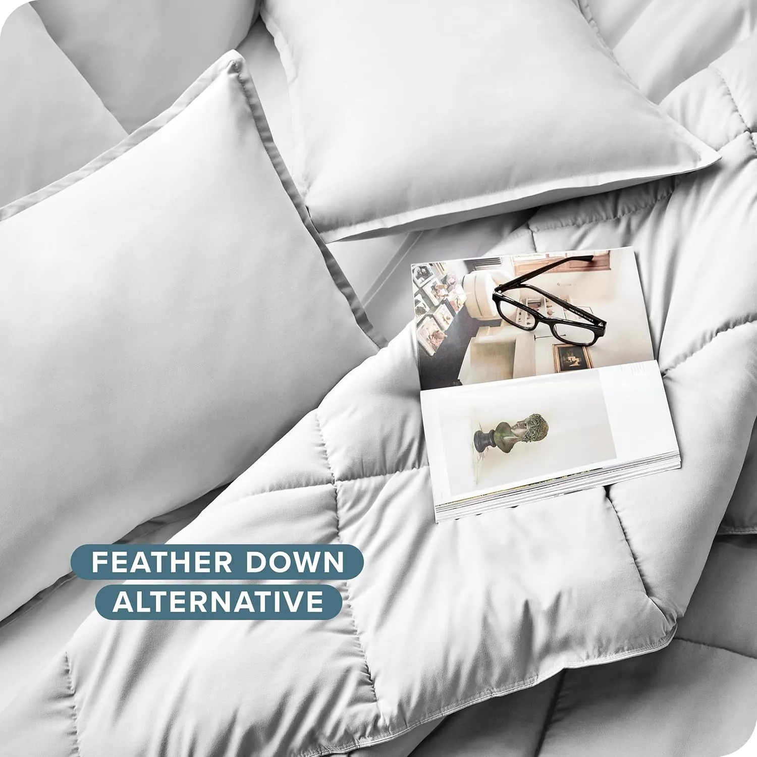 Bare Home Comforter Set - Queen Size - Ultra-Soft - Goose Down Alternative - Premium 1800 Series - All Season Warmth (Queen, Cloud Grey)