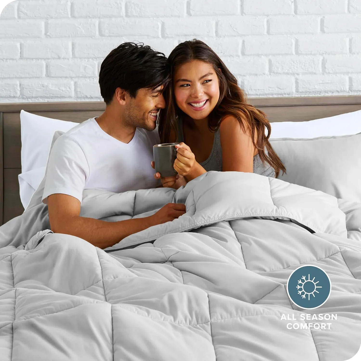 Bare Home Comforter Set - Queen Size - Ultra-Soft - Goose Down Alternative - Premium 1800 Series - All Season Warmth (Queen, Cloud Grey)