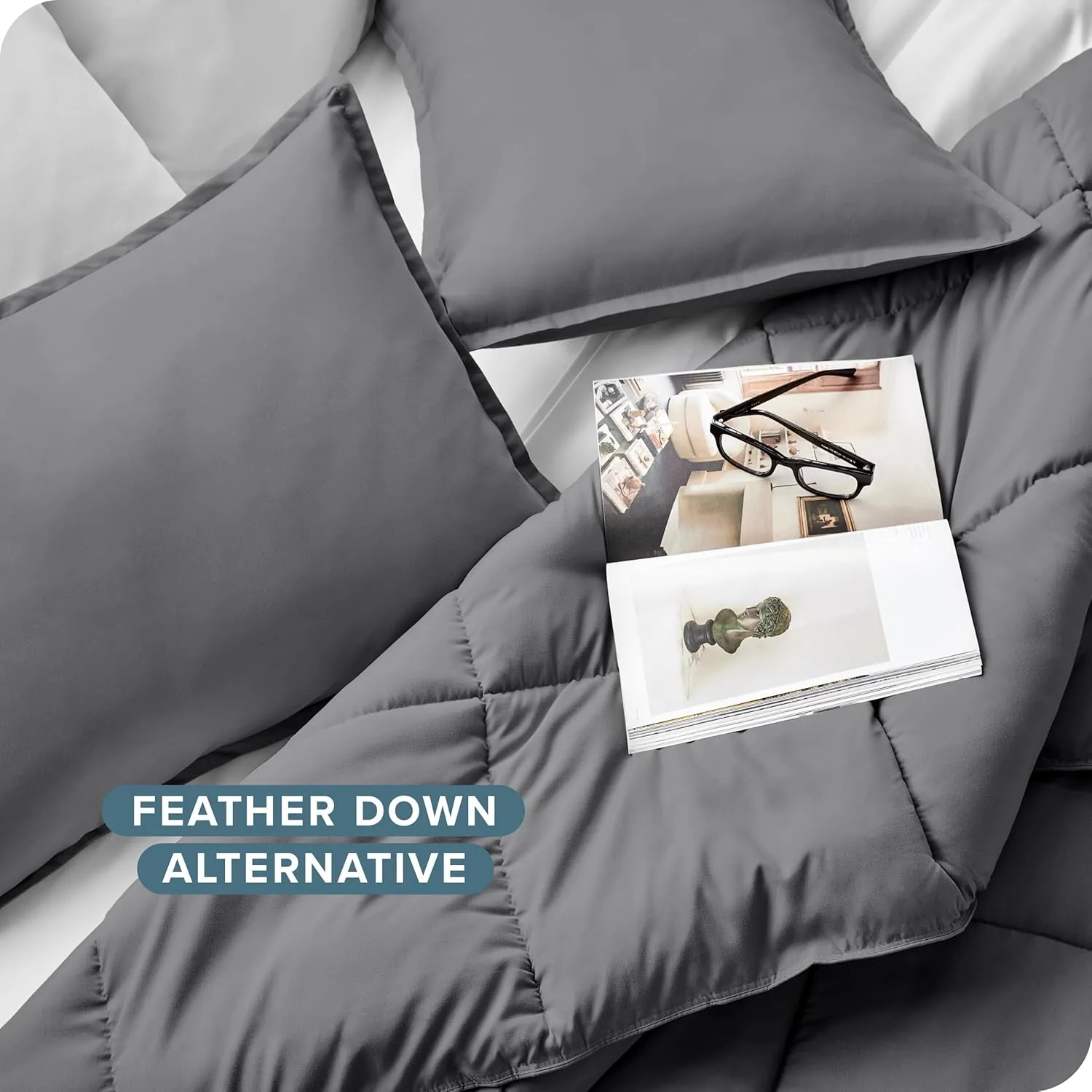 Bare Home Comforter Set - Queen Size - Ultra-Soft - Goose Down Alternative - Premium 1800 Series - All Season Warmth (Queen, Grey)