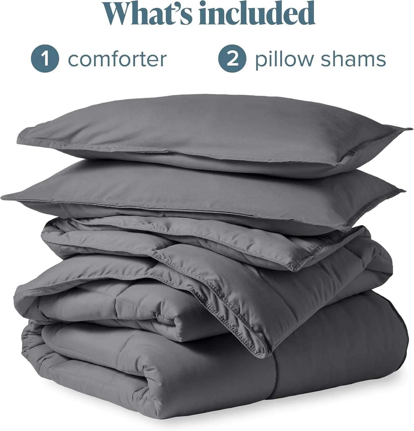 Bare Home Comforter Set - Queen Size - Ultra-Soft - Goose Down Alternative - Premium 1800 Series - All Season Warmth (Queen, Grey)