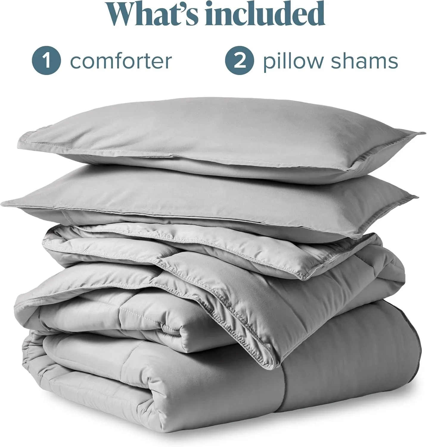 Bare Home Comforter Set - Queen Size - Ultra-Soft - Goose Down Alternative - Premium 1800 Series - All Season Warmth (Queen, Light Grey)
