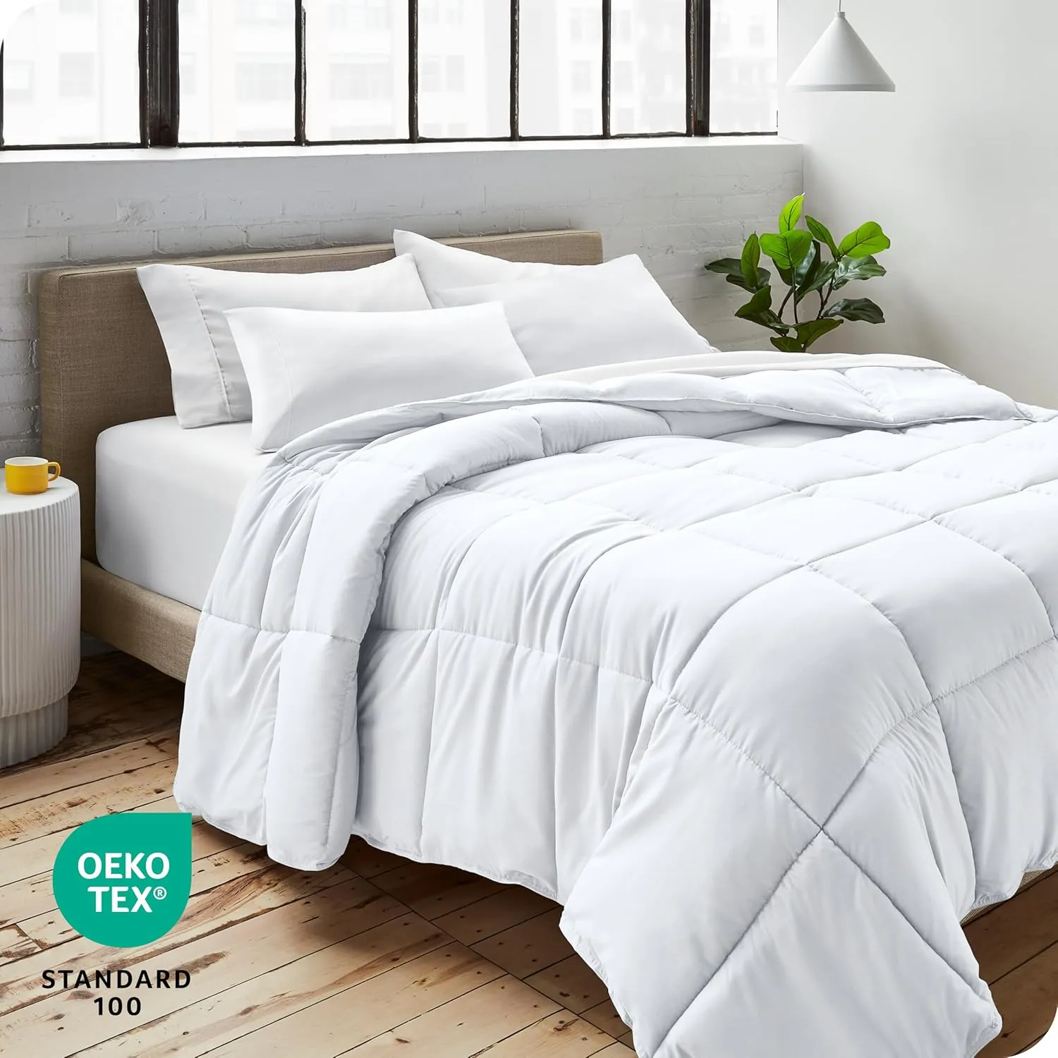 Bare Home Comforter Set - Queen Size - Ultra-Soft - Goose Down Alternative - Premium 1800 Series - All Season Warmth (Queen, White)