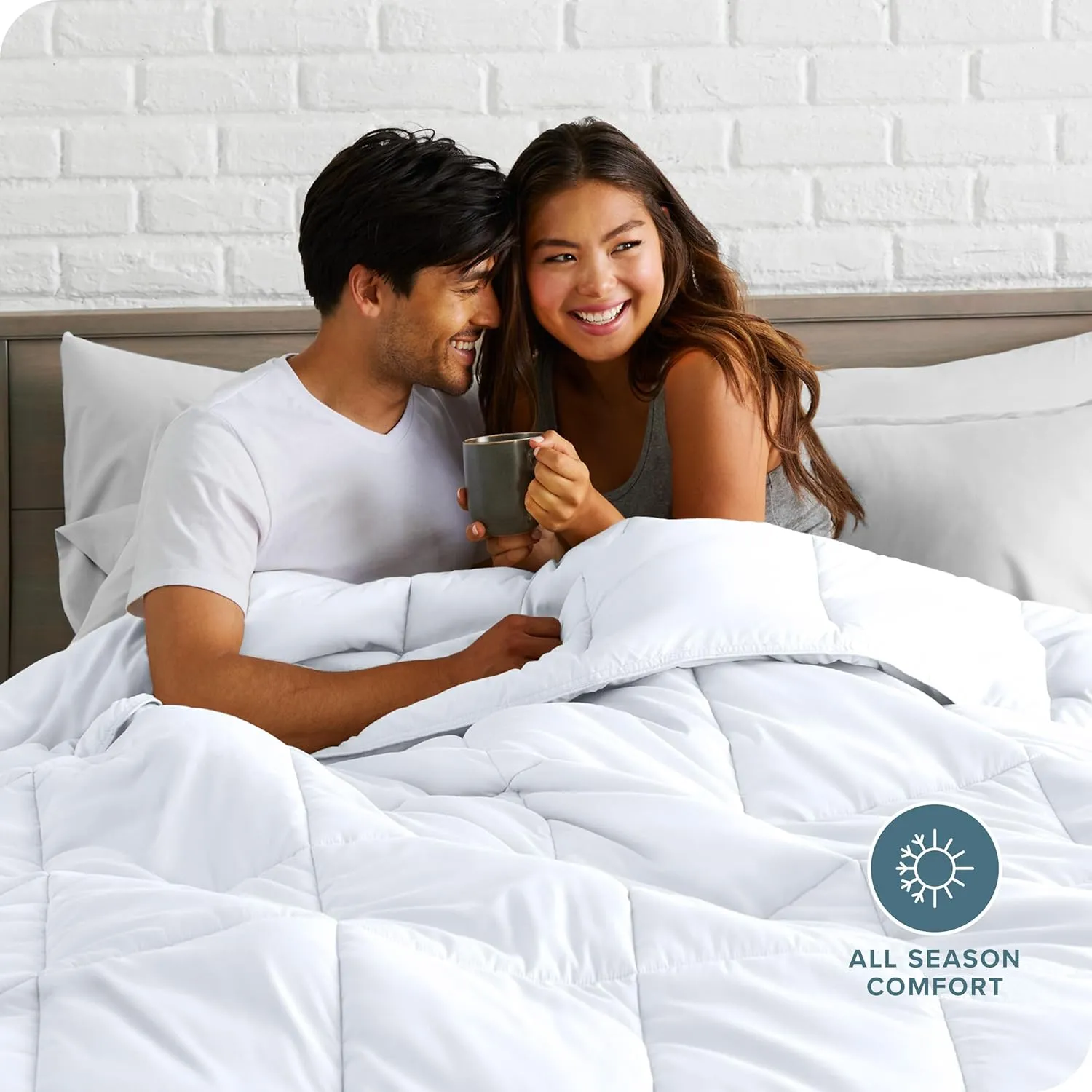 Bare Home Comforter Set - Queen Size - Ultra-Soft - Goose Down Alternative - Premium 1800 Series - All Season Warmth (Queen, White)