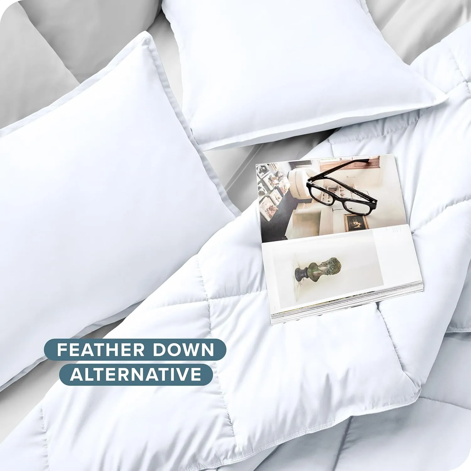 Bare Home Comforter Set - Queen Size - Ultra-Soft - Goose Down Alternative - Premium 1800 Series - All Season Warmth (Queen, White)