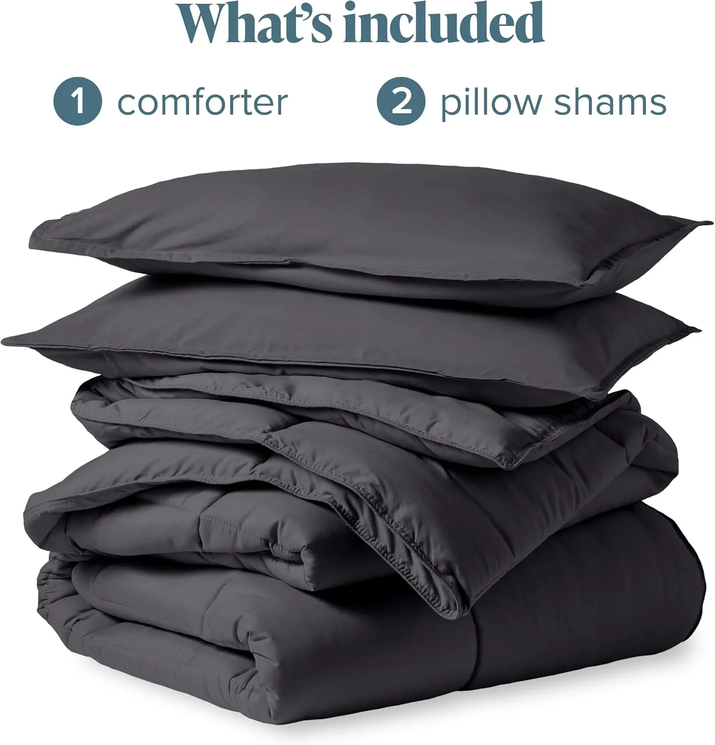 Bare Home Comforter Set - Queen Size - Ultra-Soft - Goose Down Alternative - Premium 1800 Series - Reversible - All Season Warmth (Queen, Forged Iron Grey)