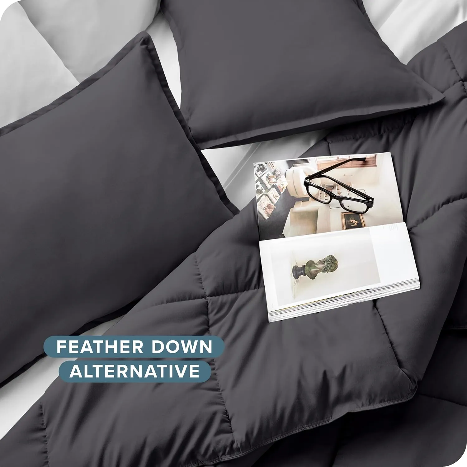 Bare Home Comforter Set - Twin/Twin Extra Long Size - Ultra-Soft - Goose Down Alternative - Premium 1800 Series - All Season Warmth (Twin/Twin XL, Forged Iron Grey)