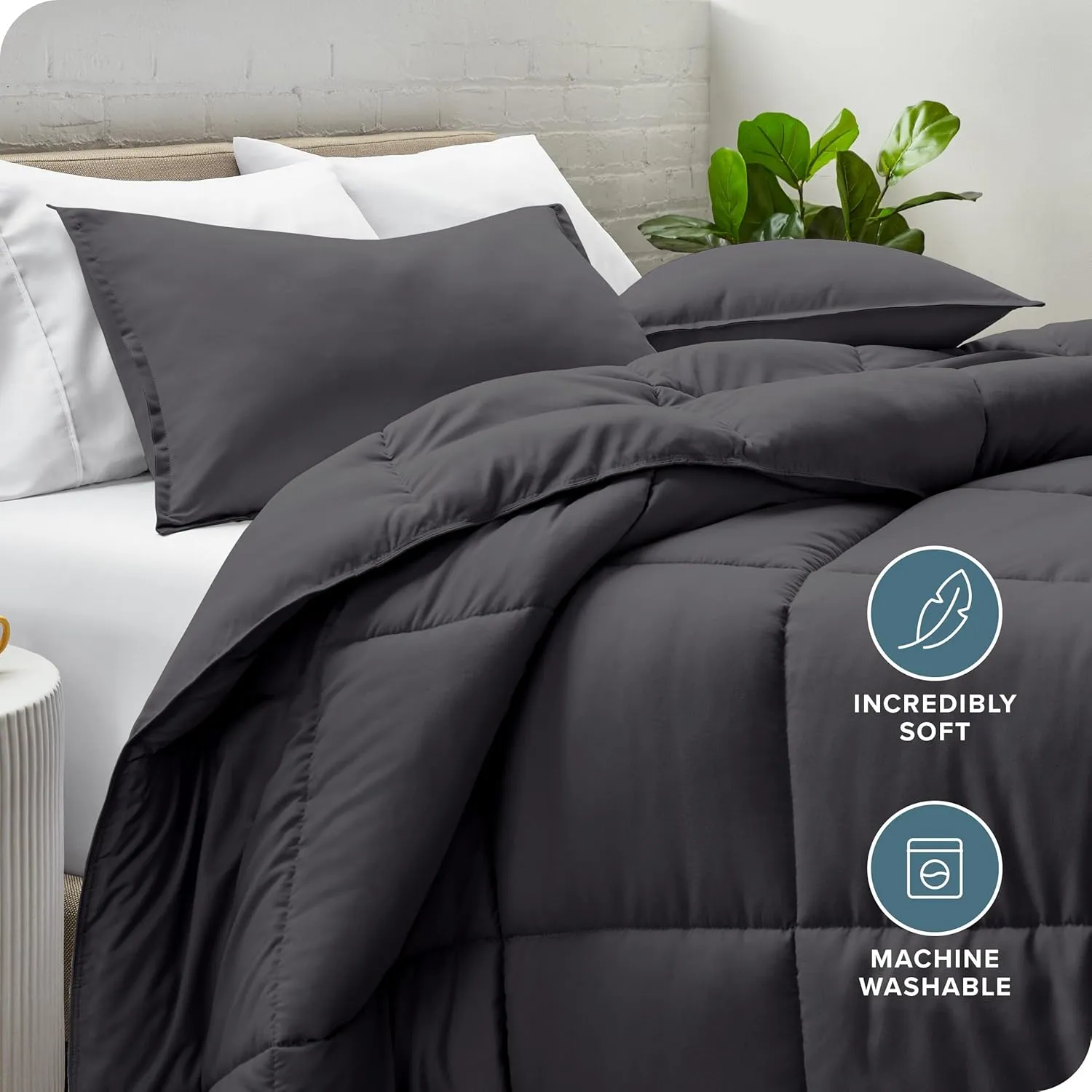 Bare Home Comforter Set - Twin/Twin Extra Long Size - Ultra-Soft - Goose Down Alternative - Premium 1800 Series - All Season Warmth (Twin/Twin XL, Forged Iron Grey)