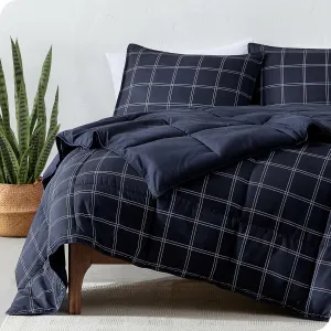 Bare Home Comforter Set - Twin/Twin Extra Long Size - Ultra-Soft - Goose Down Alternative - Premium 1800 Series - Reversible - All Season Warmth (Twin/Twin XL, Midnight Blue - Modern Plaid)