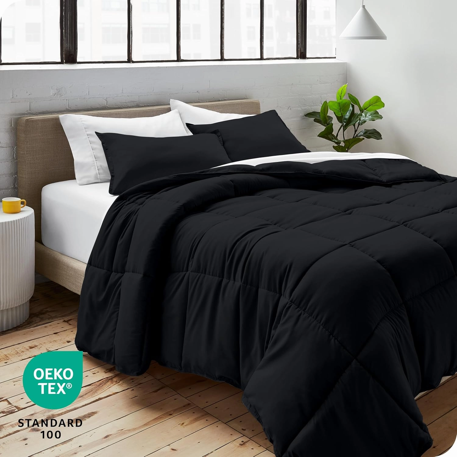 Bare Home Comforter Set - Full Size - Ultra-Soft - Goose Down Alternative - Premium 1800 Series - All Season Warmth (Full, Black)