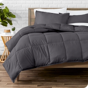 Bare Home Comforter Set - Full Size - Ultra-Soft - Goose Down Alternative - Premium 1800 Series - All Season Warmth (Full, Forged Iron Grey)