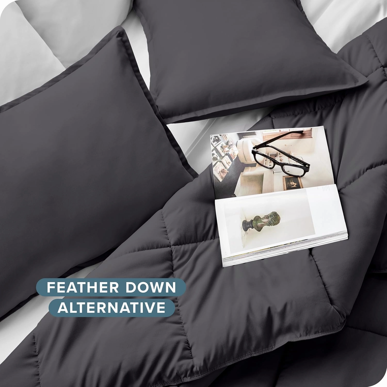 Bare Home Comforter Set - Full Size - Ultra-Soft - Goose Down Alternative - Premium 1800 Series - All Season Warmth (Full, Forged Iron Grey)