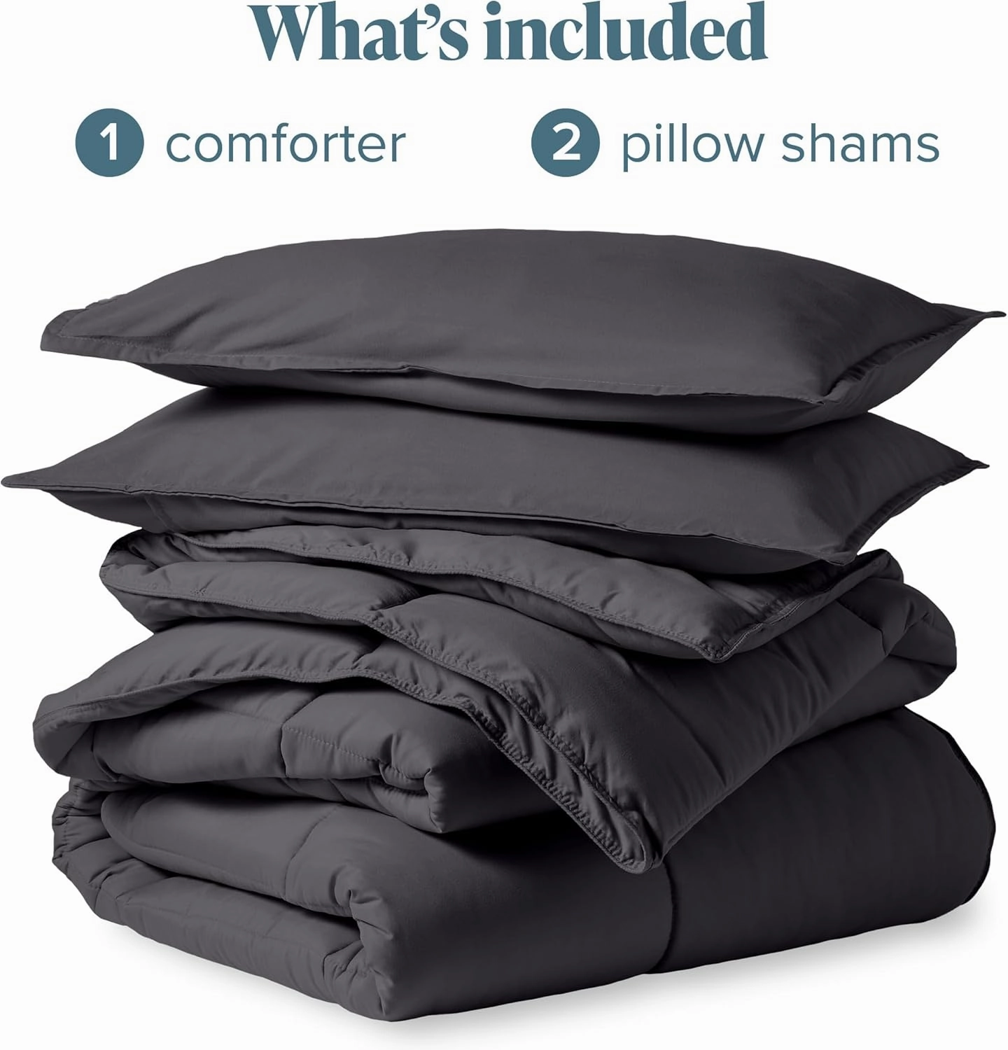 Bare Home Comforter Set - Full Size - Ultra-Soft - Goose Down Alternative - Premium 1800 Series - All Season Warmth (Full, Forged Iron Grey)
