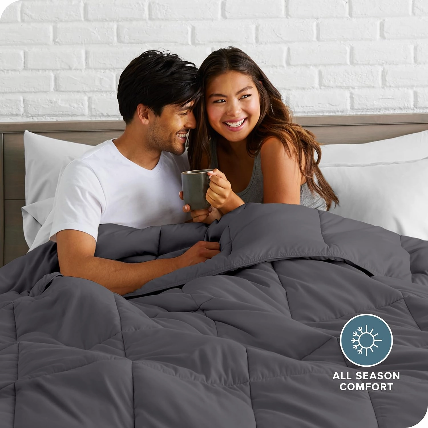 Bare Home Comforter Set - Full Size - Ultra-Soft - Goose Down Alternative - Premium 1800 Series - All Season Warmth (Full, Forged Iron Grey)