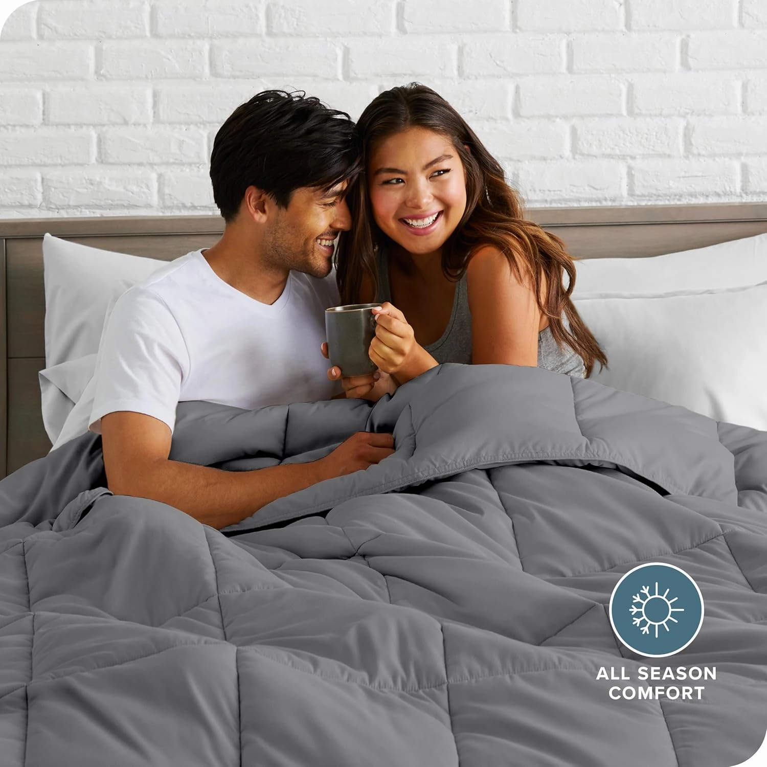 Bare Home Comforter Set - Full Size - Ultra-Soft - Goose Down Alternative - Premium 1800 Series - All Season Warmth (Full, Grey)