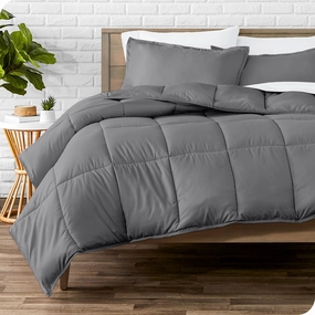 Bare Home Comforter Set - Full Size - Ultra-Soft - Goose Down Alternative - Premium 1800 Series - All Season Warmth (Full, Grey)