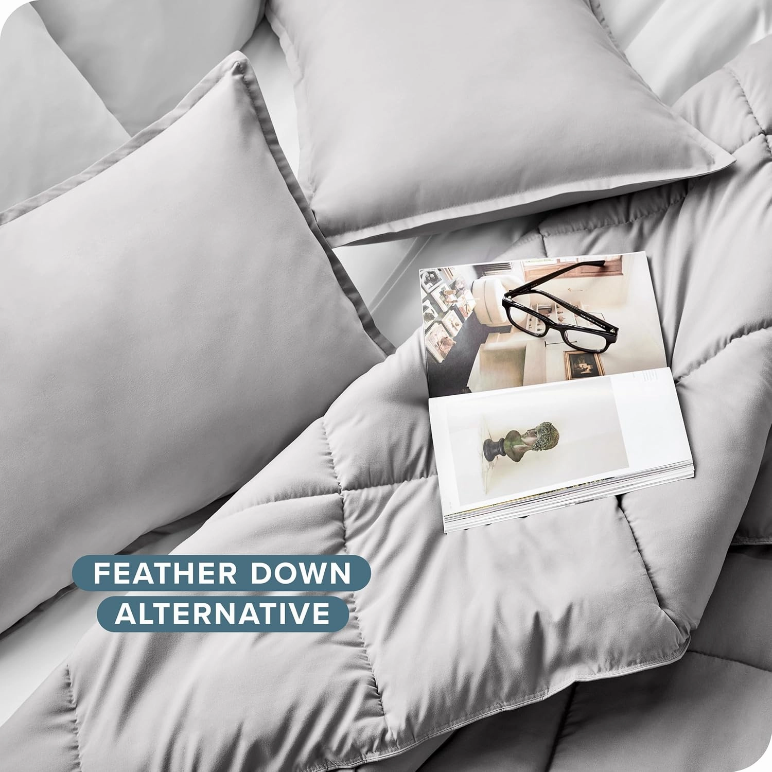 Bare Home Comforter Set - Full Size - Ultra-Soft - Goose Down Alternative - Premium 1800 Series - All Season Warmth (Full, Light Grey)