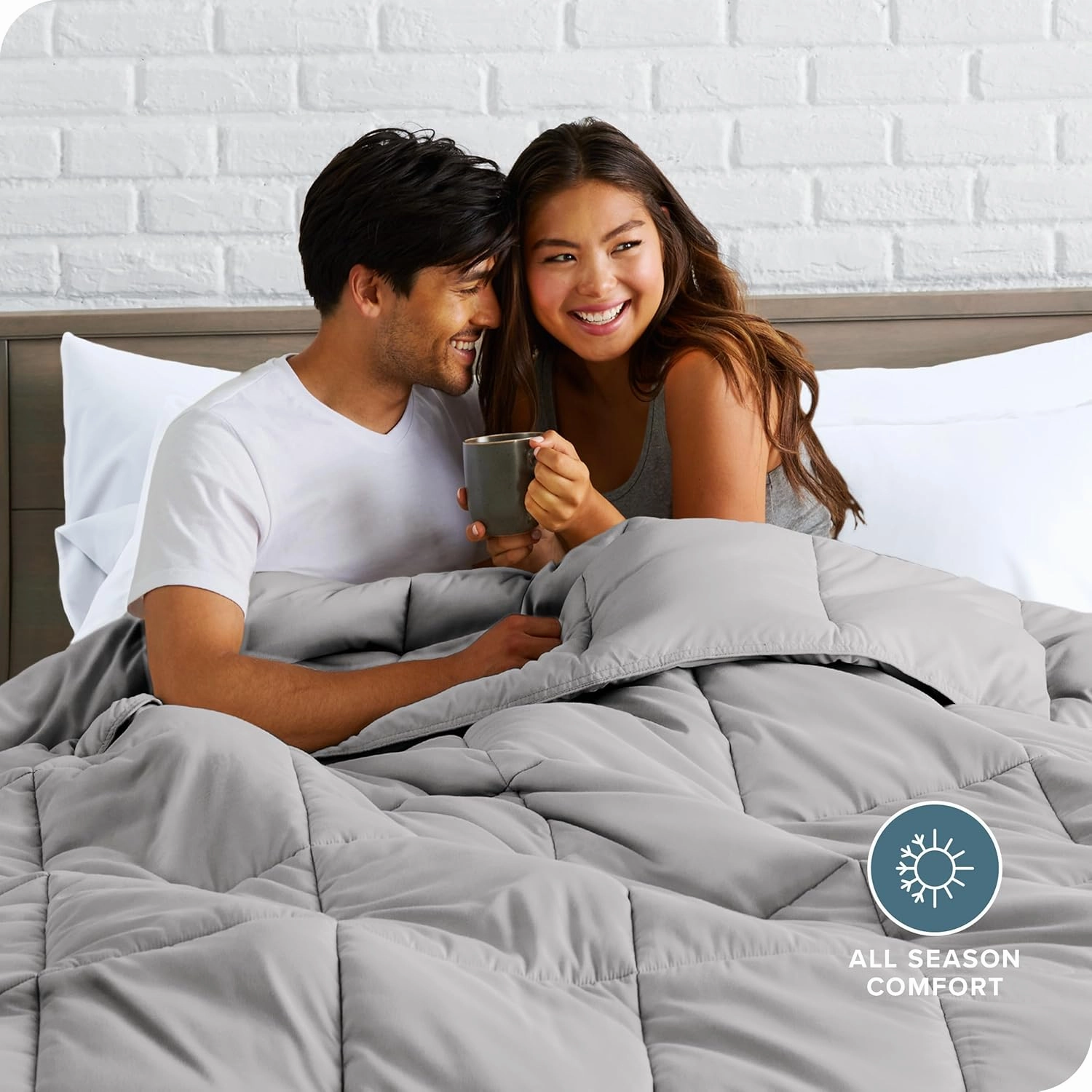 Bare Home Comforter Set - Full Size - Ultra-Soft - Goose Down Alternative - Premium 1800 Series - All Season Warmth (Full, Light Grey)