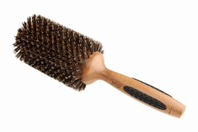 Bass Brushes | P Series | Straighten & Curl Round Hair Brush | Deluxe Length Styling Head | Natural Bristle | Pure Bamboo Handle | Extra Large Barrel | Model P105