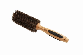Bass Brushes | P Series | Straighten & Curl Round Hair Brush | Deluxe Length Styling Head | Natural Bristle | Pure Bamboo Handle | Medium Barrel | Model P103