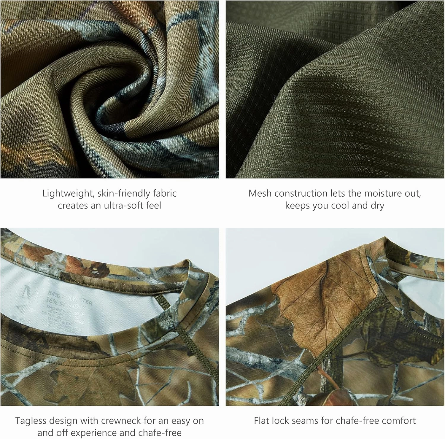 BASSDASH Men's Hunting Camo Performance Long Sleeve Shirt Fishing UPF50  FS13M