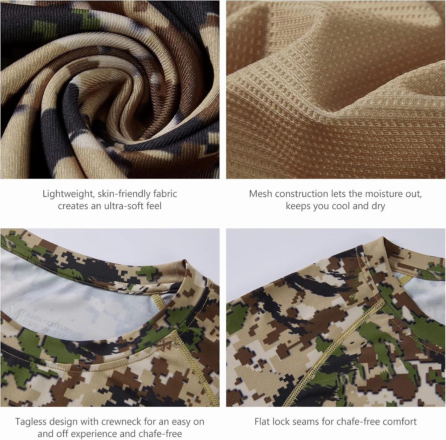 BASSDASH Men's Hunting Camo Performance Long Sleeve Shirt Fishing UPF50  FS13M