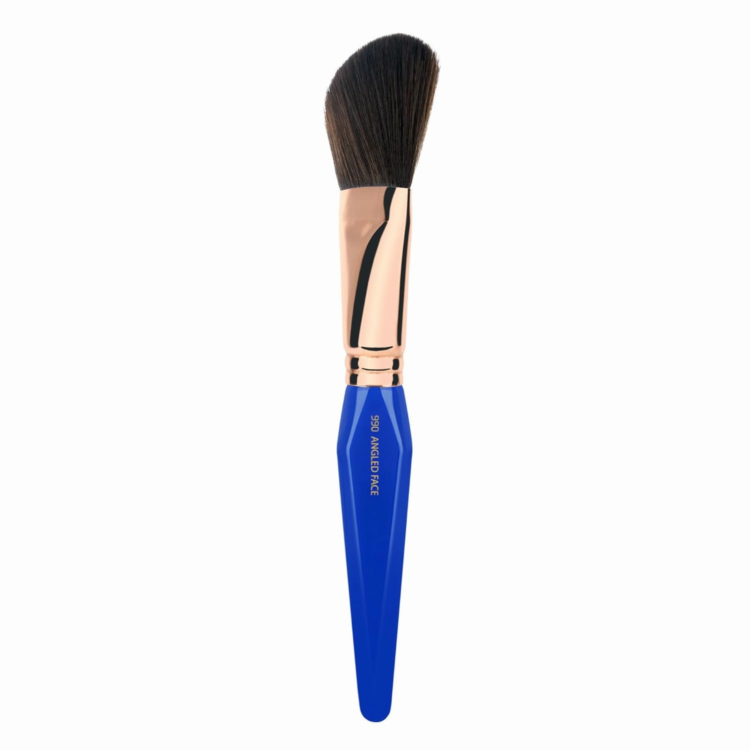Bdellium Tools Professional Makeup Brush - Golden Triangle 990 Angled Face - With All Vegan and Soft Synthetic Fibers, For Whisking Powder and Brushing off Excess (Blue, 1pc)