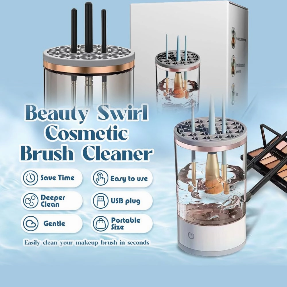 Beauty Swirl Cosmetic Brush Cleaner, 2025 New The Cozy Luna Brush Cleaner, Efficient Electric Makeup Brush Cleaner Machine, Automatic Makeup Brush Cleaner, Deep Spinning Cleaning (Black*1)