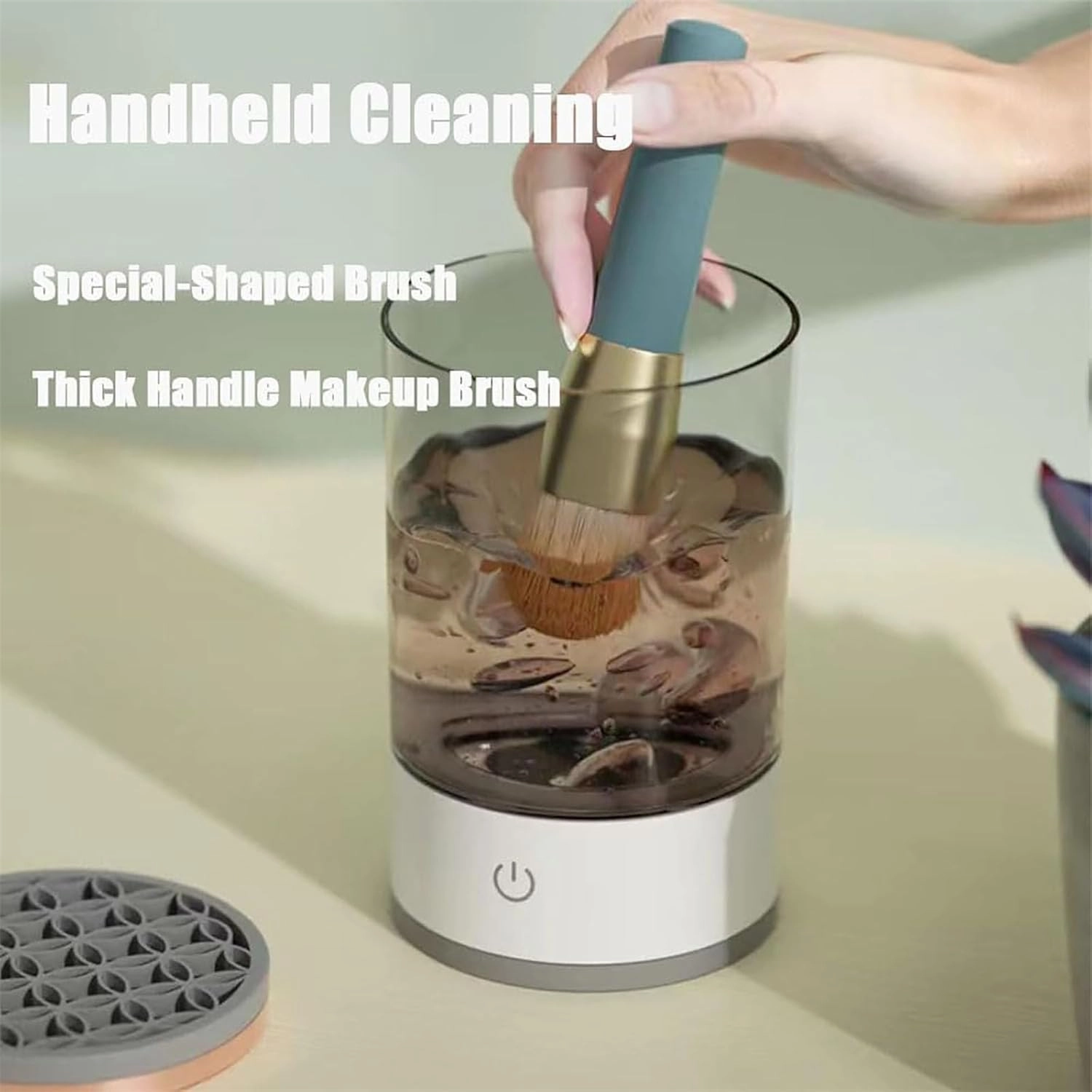 Beauty Swirl Cosmetic Brush Cleaner, Electric Makeup Brush Cleaner, Automatic Electric Makeup Brush Cleaner, Cosmetic Brush Cleaner, 3-In-1 Electric Brush Cleaner One-Click Cleaning (Charging,Black)