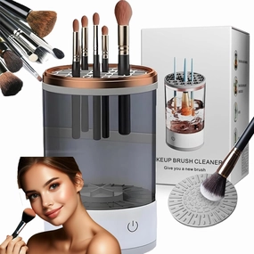 Beauty Swirl Cosmetic Brush Cleaner, Electric Makeup Brush Cleaner, Automatic Electric Makeup Brush Cleaner, Cosmetic Brush Cleaner, 3-In-1 Electric Brush Cleaner One-Click Cleaning (Charging,Black)