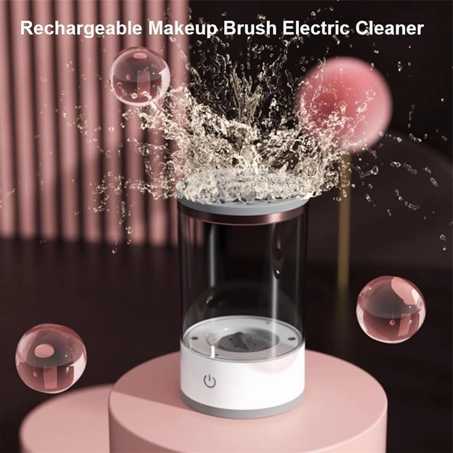 Beauty Swirl Cosmetic Brush Cleaner, Electric Makeup Brush Cleaner, Automatic Electric Makeup Brush Cleaner, Cosmetic Brush Cleaner, 3-In-1 Electric Brush Cleaner One-Click Cleaning (Charging,Black)