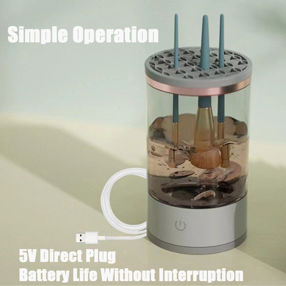 Beauty Swirl Cosmetic Brush Cleaner, The Cozy Luna Brush Cleaner, Efficient Electric Makeup Brush Cleaner Machine, Automatic Makeup Brush Cleaner, Deep Spinning Cleaning (1-Clear-Charging)