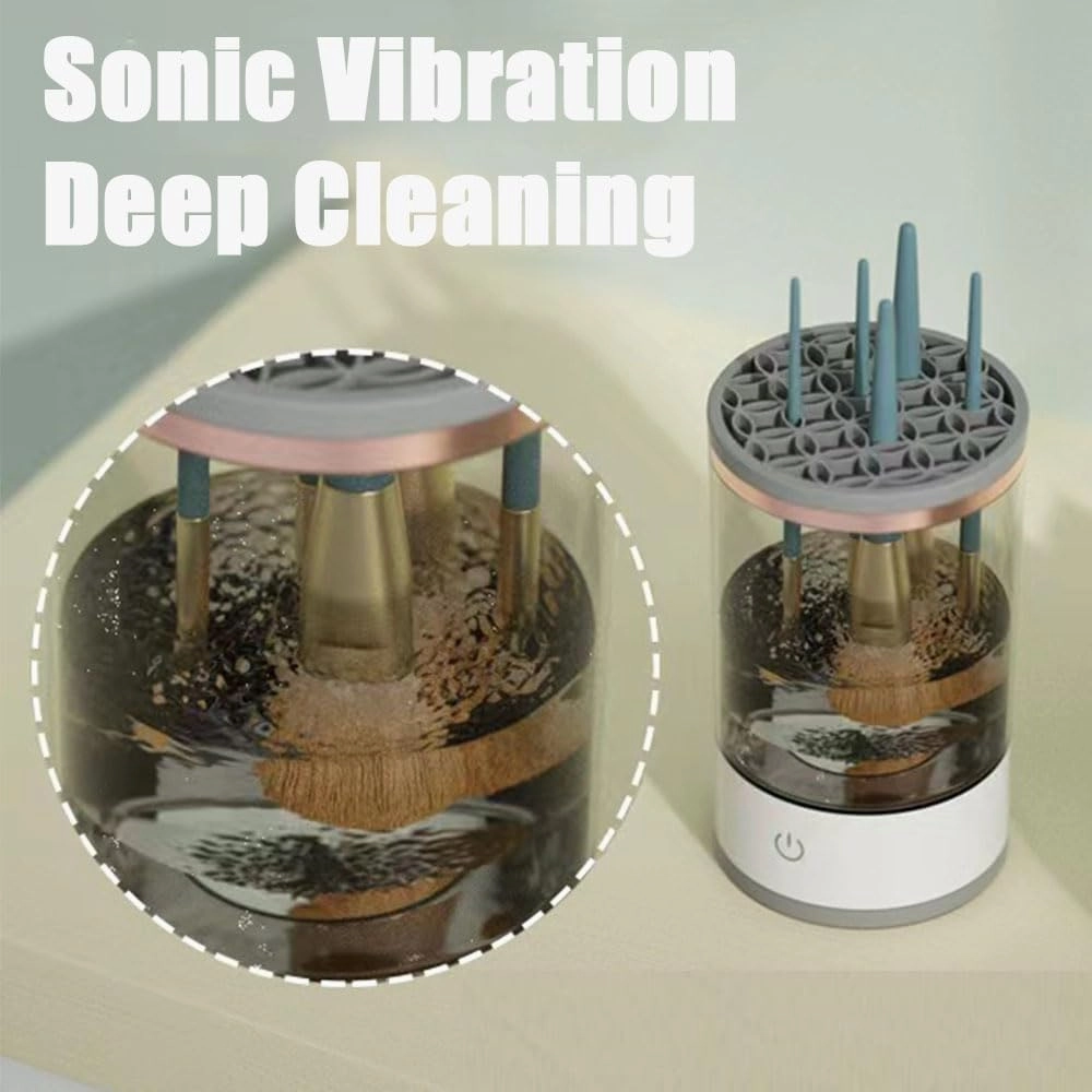 Beauty Swirl Cosmetic Brush Cleaner, The Cozy Luna Brush Cleaner, Efficient Electric Makeup Brush Cleaner Machine, Automatic Makeup Brush Cleaner, Deep Spinning Cleaning (1-Clear-Charging)