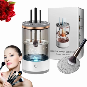 Beauty Swirl Cosmetic Brush Cleaner, The Cozy Luna Brush Cleaner, Efficient Electric Makeup Brush Cleaner Machine, Automatic Makeup Brush Cleaner, Deep Spinning Cleaning (1-Clear-Charging)