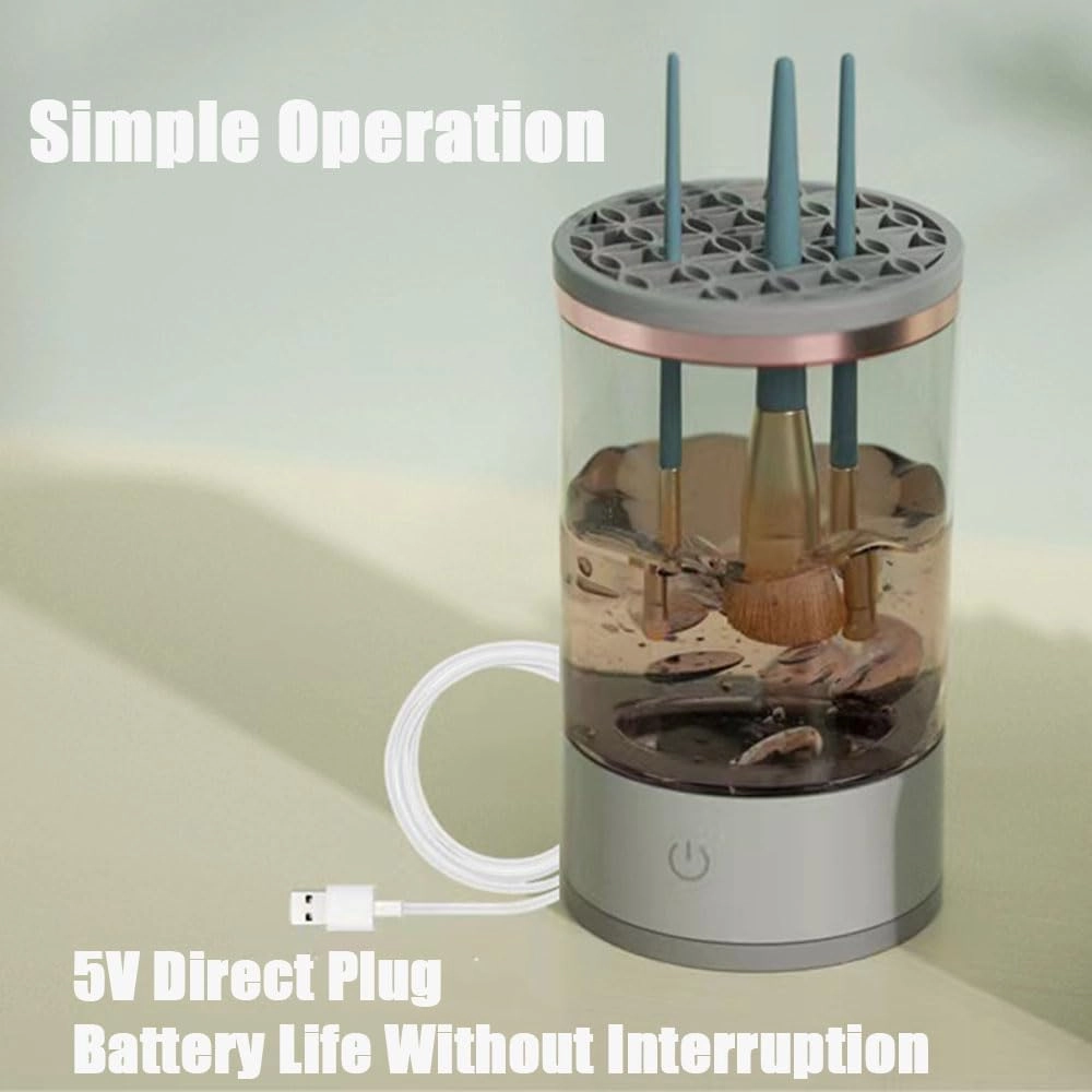Beauty Swirl Cosmetic Brush Cleaner, The Cozy Luna Brush Cleaner, Efficient Electric Makeup Brush Cleaner Machine, Automatic Makeup Brush Cleaner, Deep Spinning Cleaning (2-Clear-Plug in)