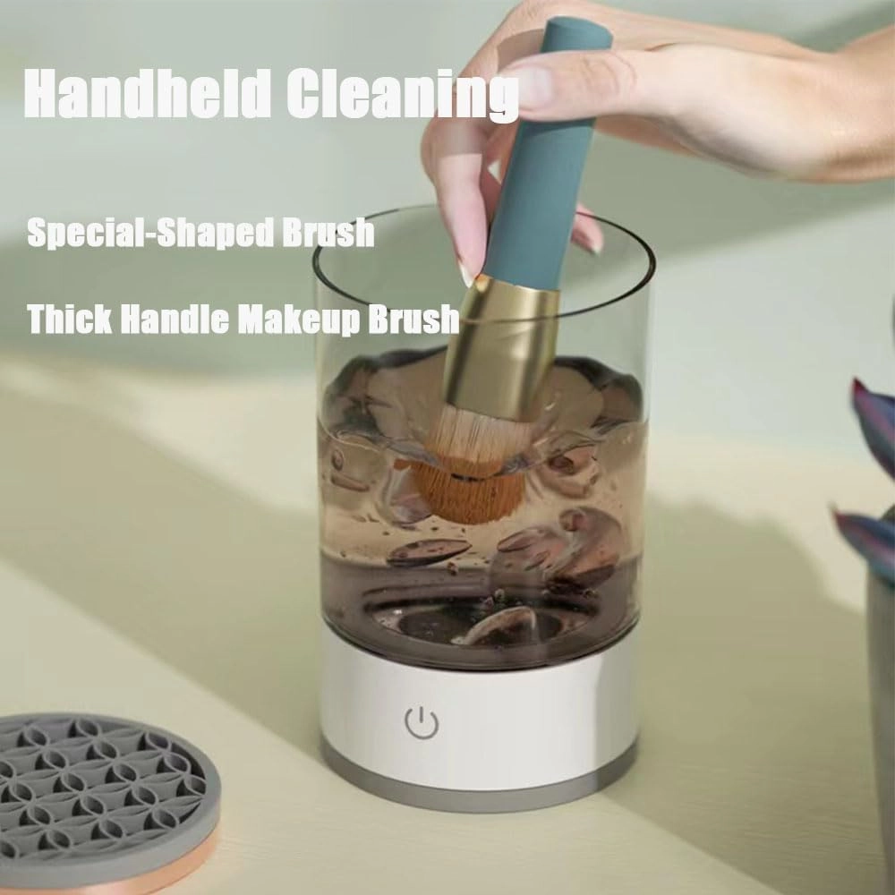 Beauty Swirl Cosmetic Brush Cleaner, The Cozy Luna Brush Cleaner, Spinning Cozy Luna Makeup Brush Cleaner Deep Cleaning, Electric Makeup Brush Cleaner Machine (White, Plug-in)