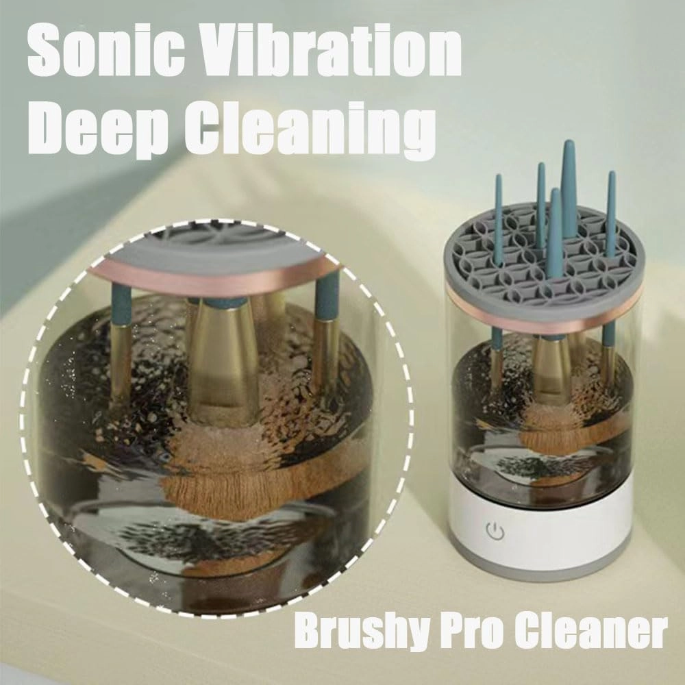 Beauty Swirl Cosmetic Brush Cleaner, The Cozy Luna Brush Cleaner, Spinning Cozy Luna Makeup Brush Cleaner Deep Cleaning, Electric Makeup Brush Cleaner Machine (White, Plug-in)