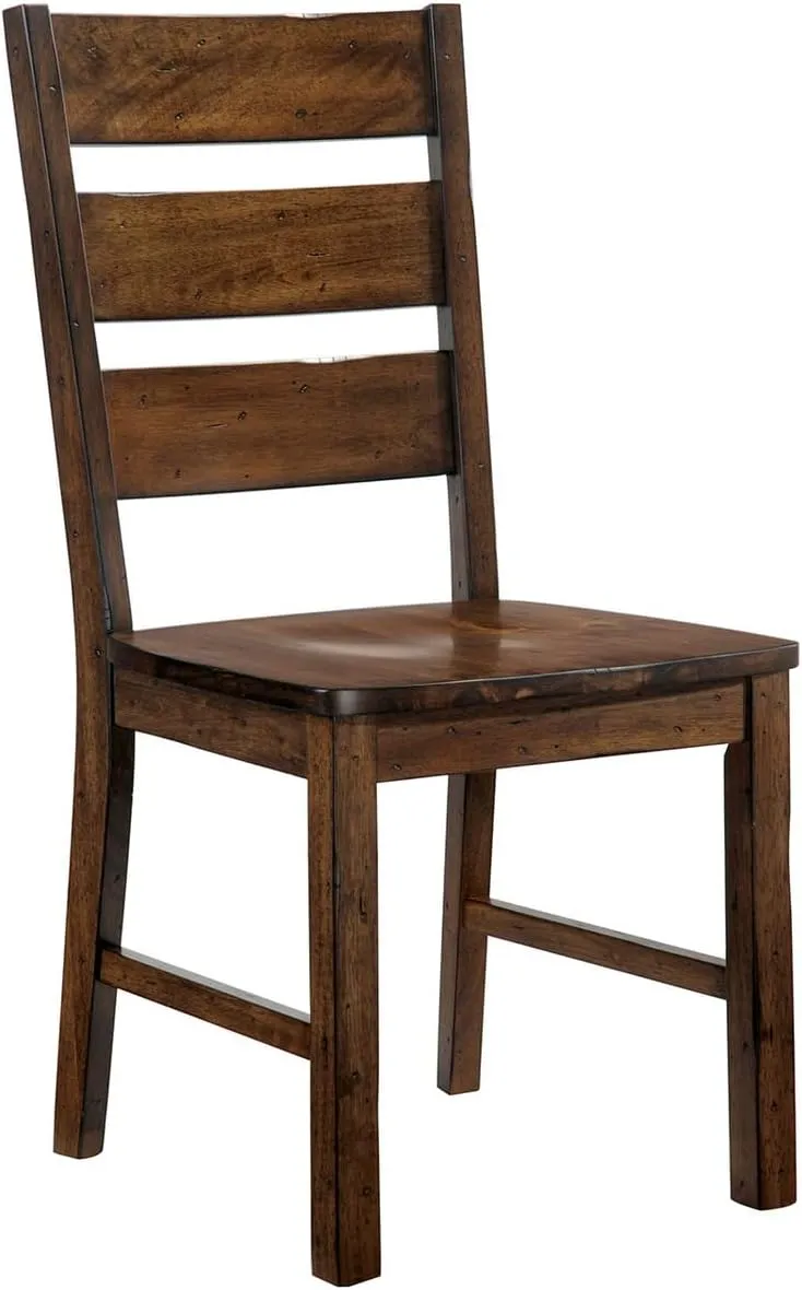 Benjara Benzara Wooden Chair with Block Legs, Pack of Two, Brown