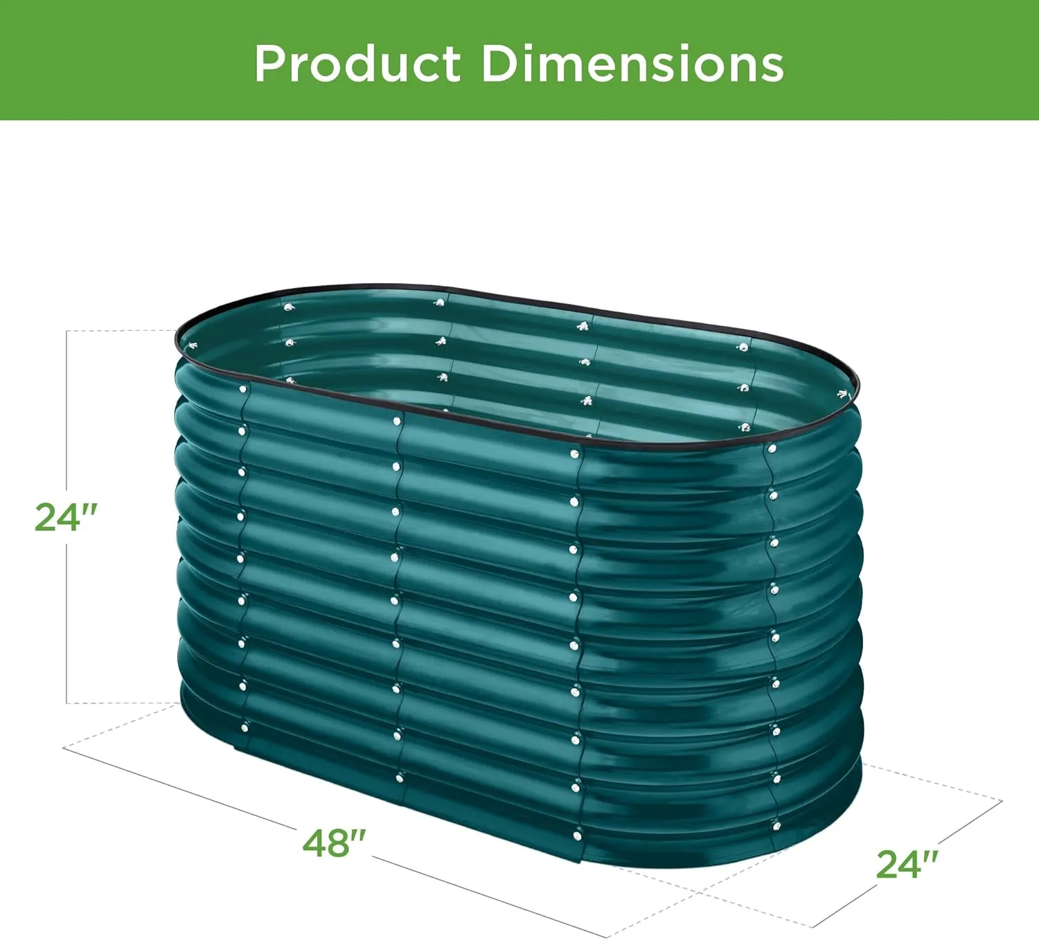 Best Choice Products 4x2x2ft Outdoor Metal Raised Garden Bed, Oval Deep Root Planter Box for Vegetables, Flowers, Herbs, and Succulents w/ 101 Gallon Capacity, Rubber Edge Guard - Peacock Blue