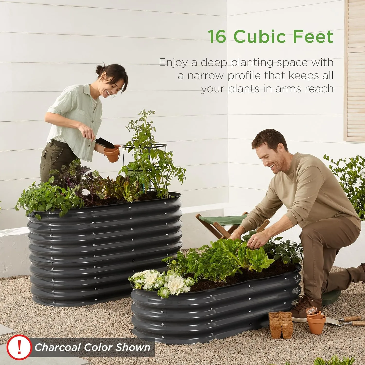 Best Choice Products 4x2x2ft Outdoor Metal Raised Garden Bed, Oval Deep Root Planter Box for Vegetables, Flowers, Herbs, and Succulents w/ 101 Gallon Capacity, Rubber Edge Guard - Peacock Blue