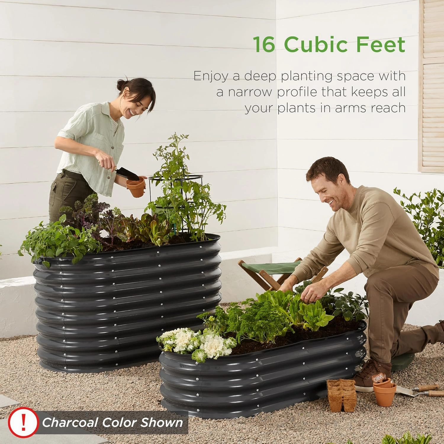 Best Choice Products 4x2x2ft Outdoor Metal Raised Garden Bed, Oval Deep Root Planter Box for Vegetables, Flowers, Herbs, and Succulents w/ 101 Gallon Capacity, Rubber Edge Guard - Sage Green